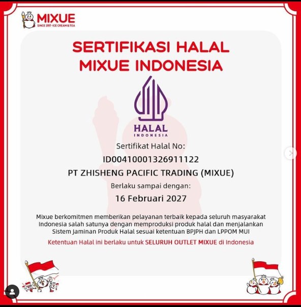 sertifikat halal mixue